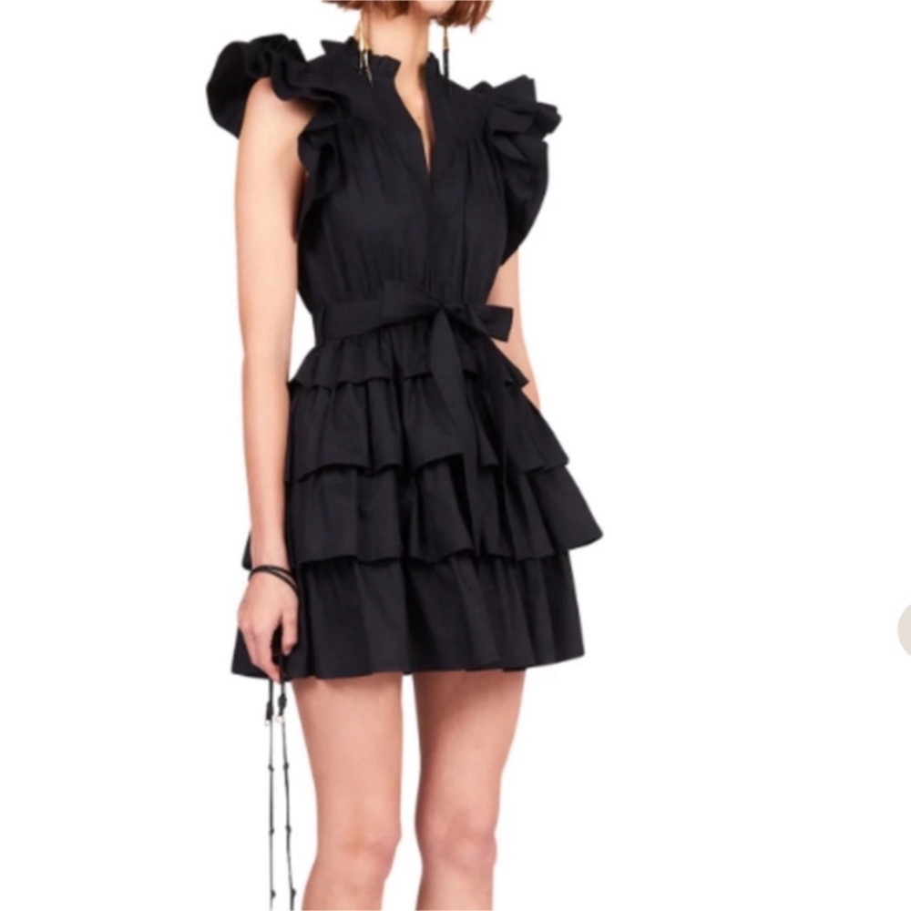 ULLA JOHNSON Lulua Mini Dress Noir Black Sz 10